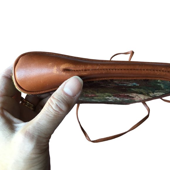 Vintage Andre Cellini Floral Tapestry Leather Shoulder Bag Hinged Opening ITALY - Picture 5 of 6